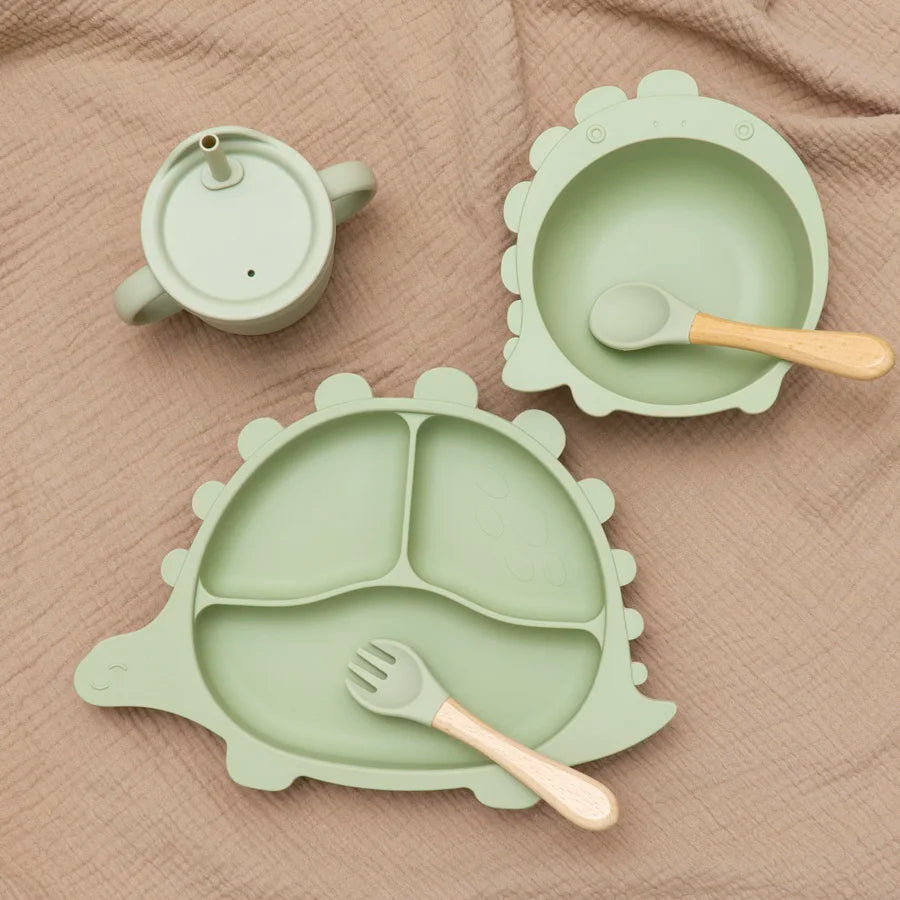 Silicone Dinosaur Tableware Set