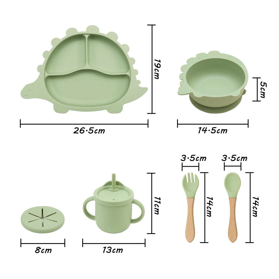 Silicone Dinosaur Tableware Set