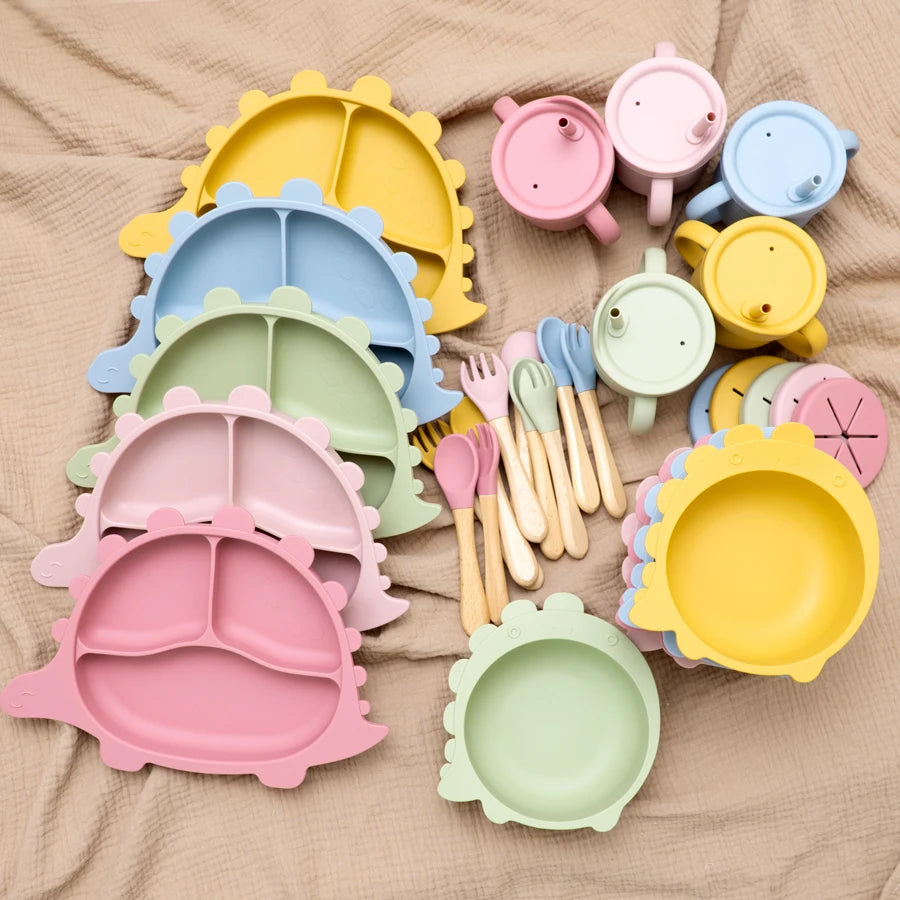 Silicone Dinosaur Tableware Set